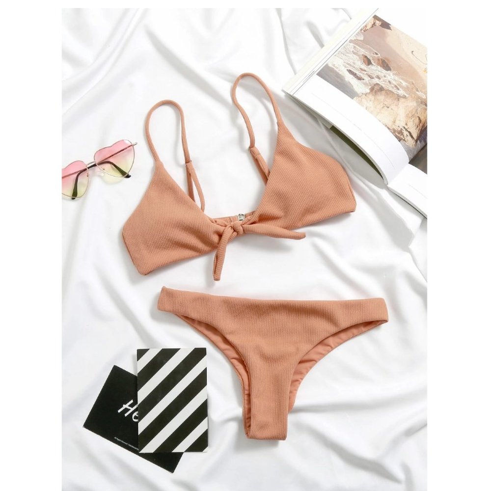 🏝 Dusty Rose Tie Front Bikini